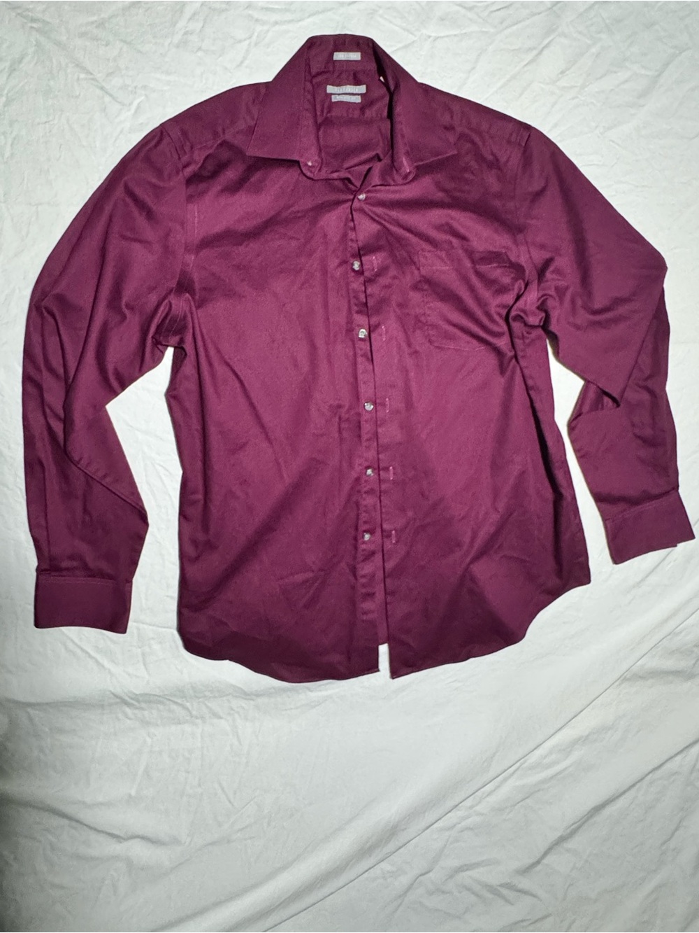 Van Heusen Lux Sateen Men's Long-Sleeve Dress Shirt - Deep Wine Athletic Fit